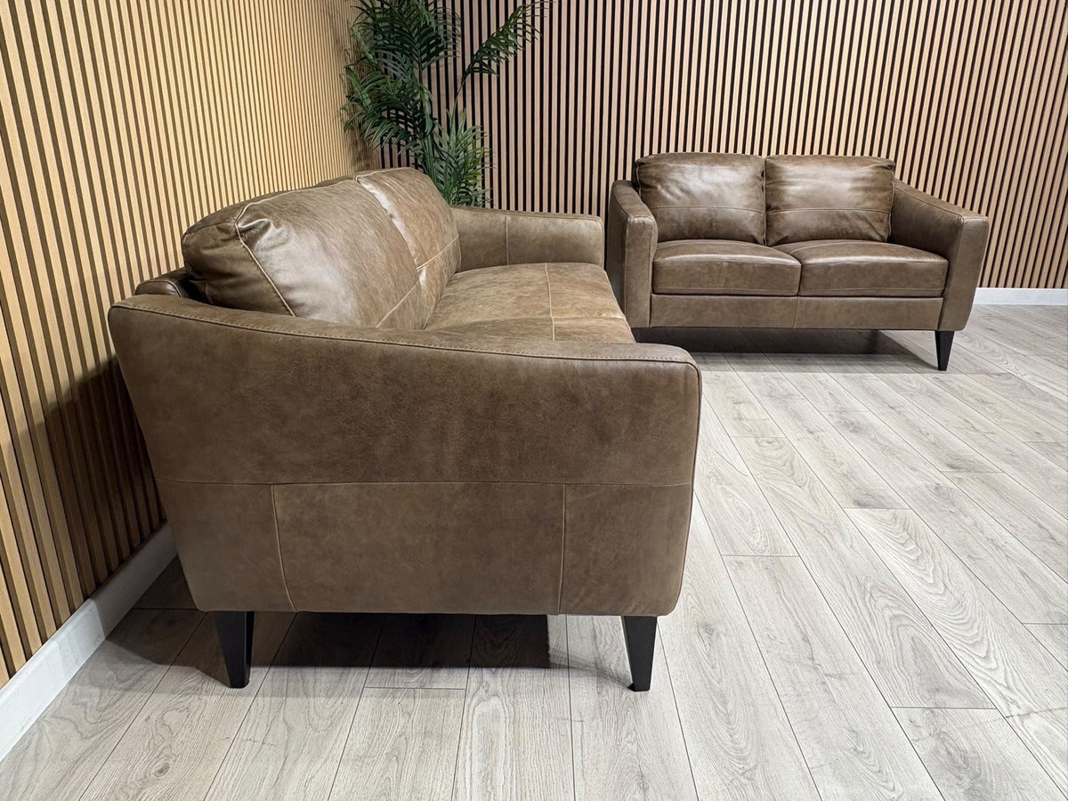 John Lewis BAILEY Style Leather 3 + 2 Seater Sofa Set, Chestnut - RRP £3978