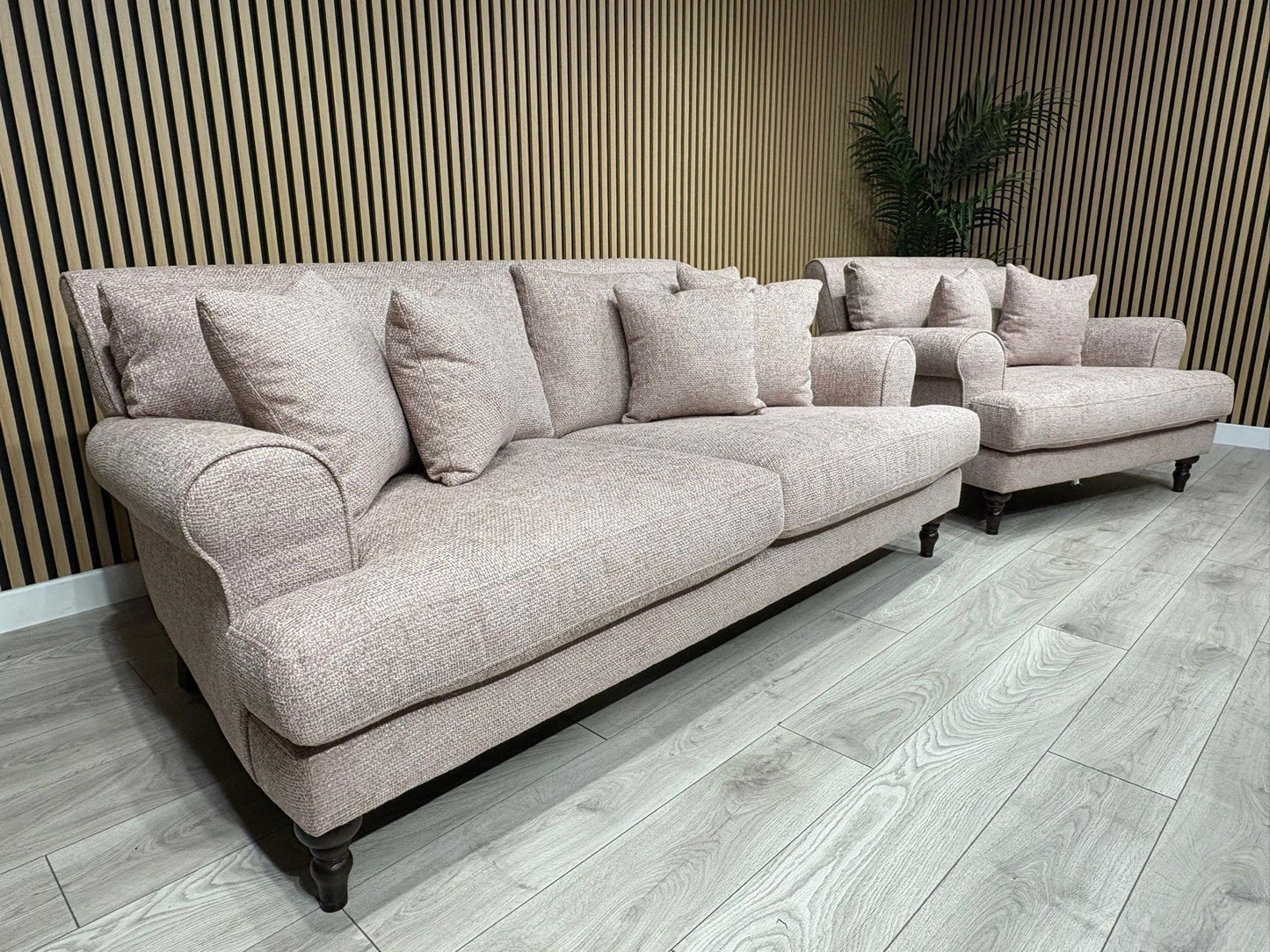 Laura Ashley LYNDEN Style Fabric 3 Seater Sofa + 1 Snuggle Chair - RRP £2895