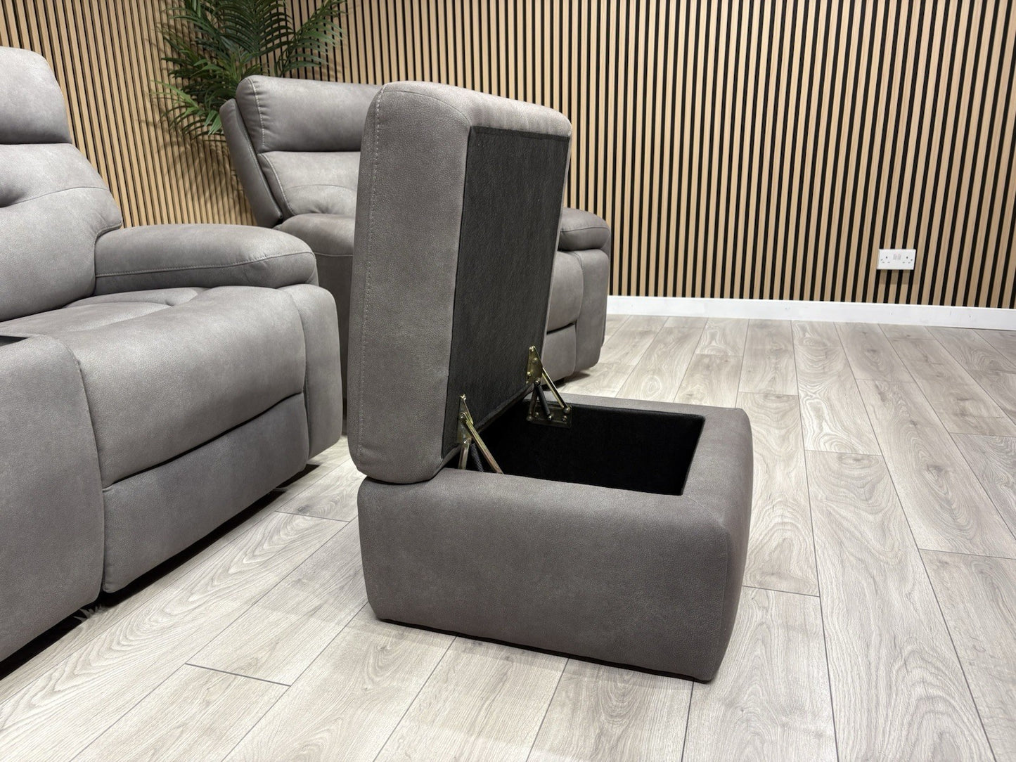 F. Village CINEMAX Fabric 2 Seater Media Sofa, Media Armchair + Stool RRP £4,385