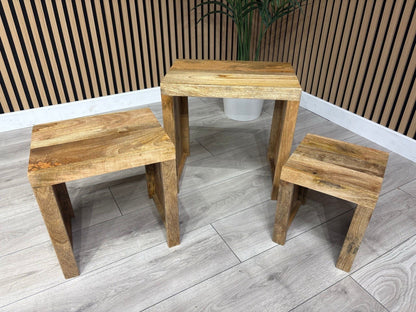 NEXT Sample - Cuba Mango Wood Nest Of 3 Tables - RRP: £395