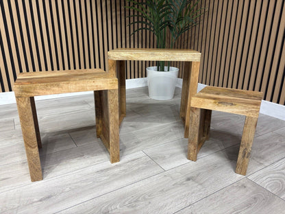 NEXT Sample - Cuba Mango Wood Nest Of 3 Tables - RRP: £395