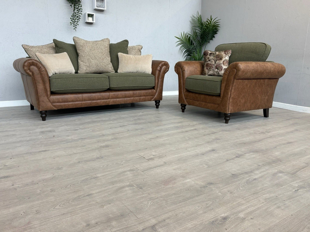 CHATSWORTH Farmhouse Style Fabric 3 Seater Sofa + Armchair Set RRP £3390