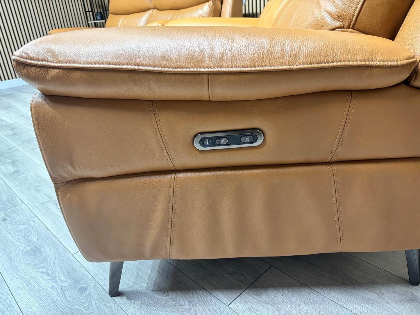 Furniture Village PANACHE Style Leather 3 + 2 Seater Power Recliner Sofa Set