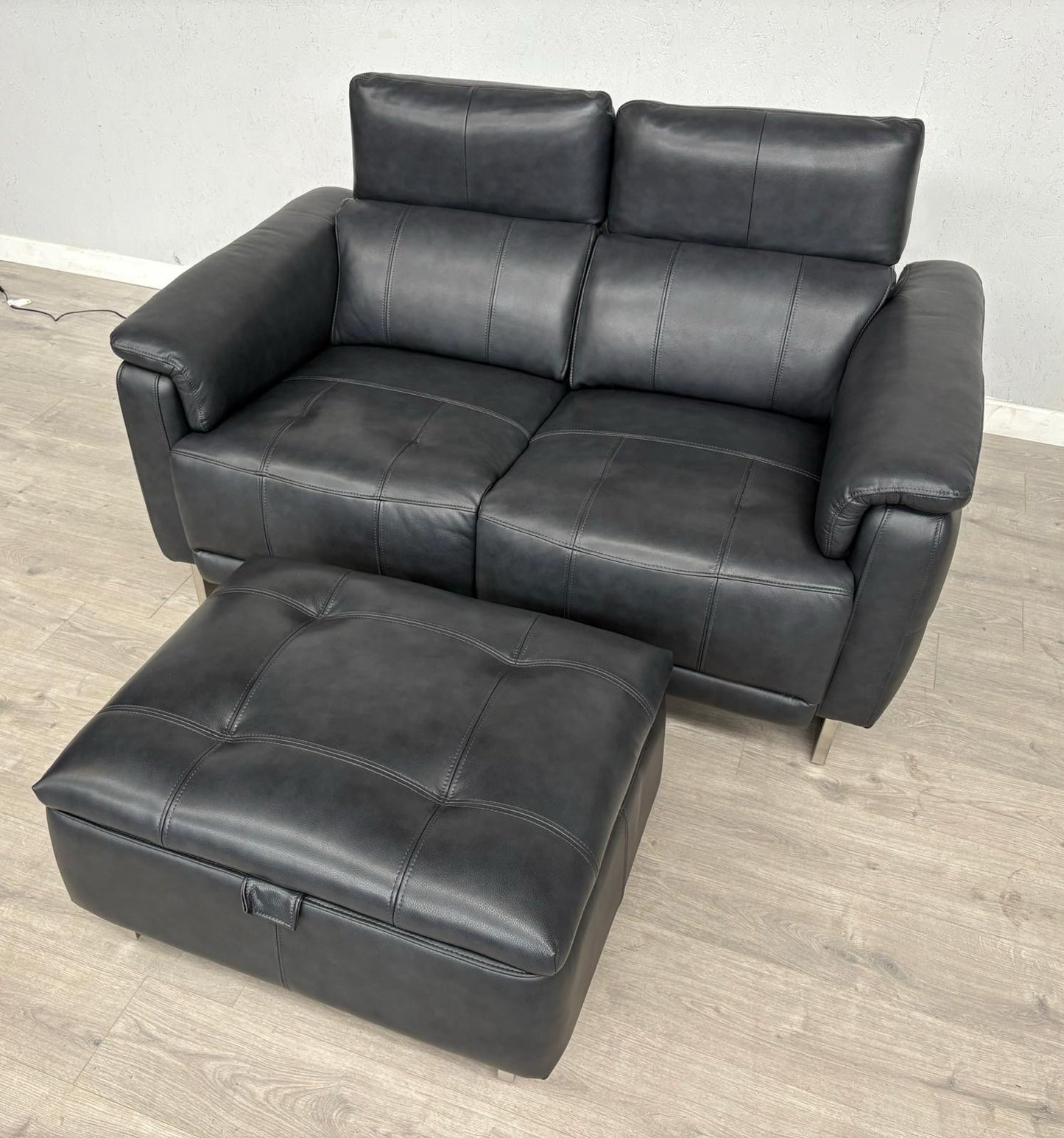 Furniture Village MOET Leather 2 Seater Power Recliner Sofa + Stool - RRP £3,290