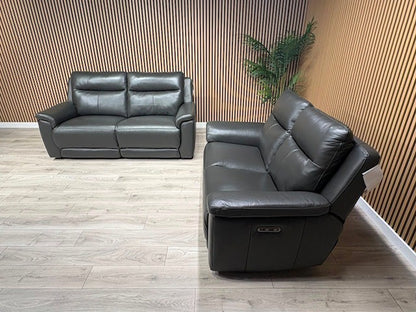 NAVONA 3 Seater + 2 Seater Leather Sofa Set, Power Recliners - RRP £3,498