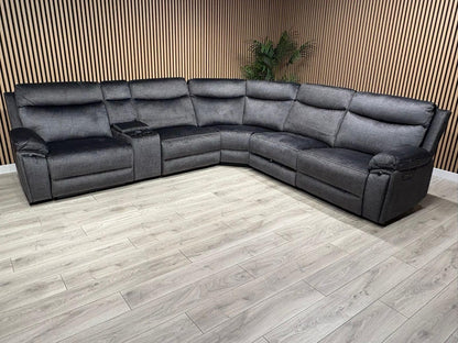 DFS Trek Style Fabric 2 Corner 2 Power Recliner Sofa + Console - RRP £2,499