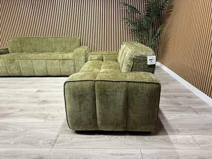 PARIS Fabric 3 Seater + 2 Seater Sofa Set, Olive - RRP £2,578