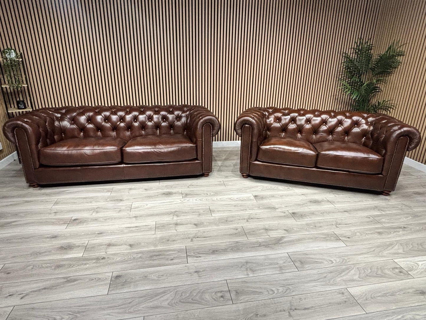 At The Helm Shackleton Style 3 Seater + 2 Seater Leather Chesterfield Sofa Set