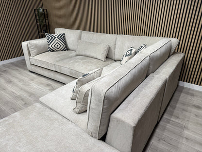 Sofology CAVALLI Style Fabric Open Chaise Corner Sofa + Footstool RRP £5398 Made To Order