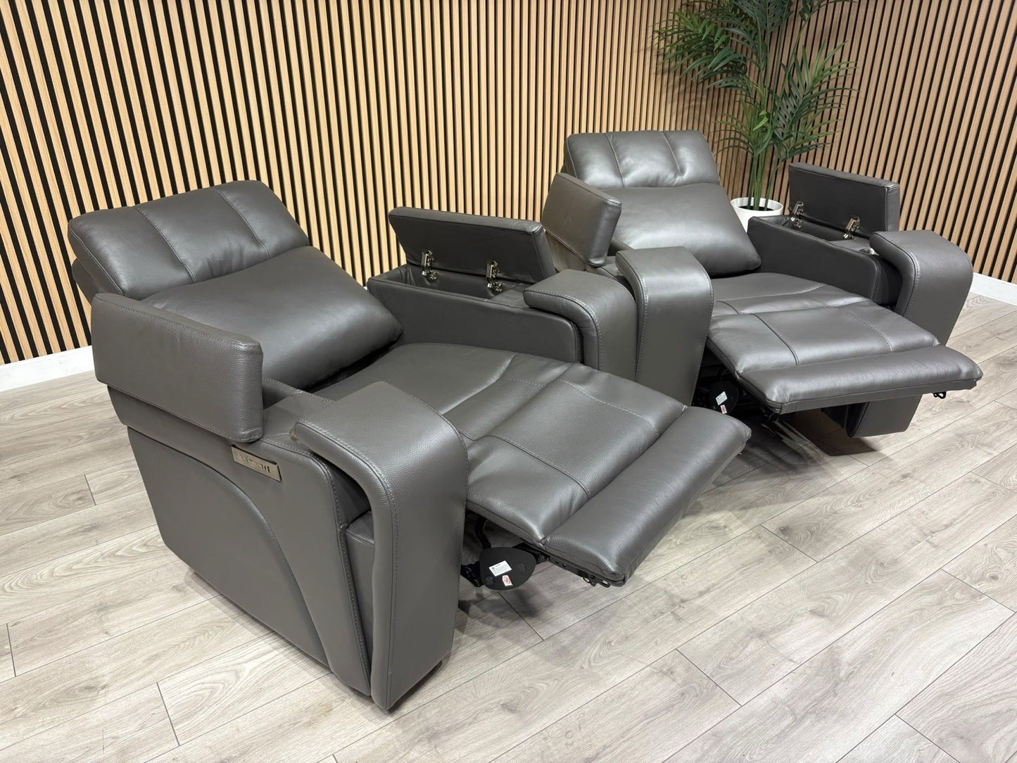 SCS Adstock x2 Leather Power Recliner Chairs with Power Head Tilt RRP £2258
