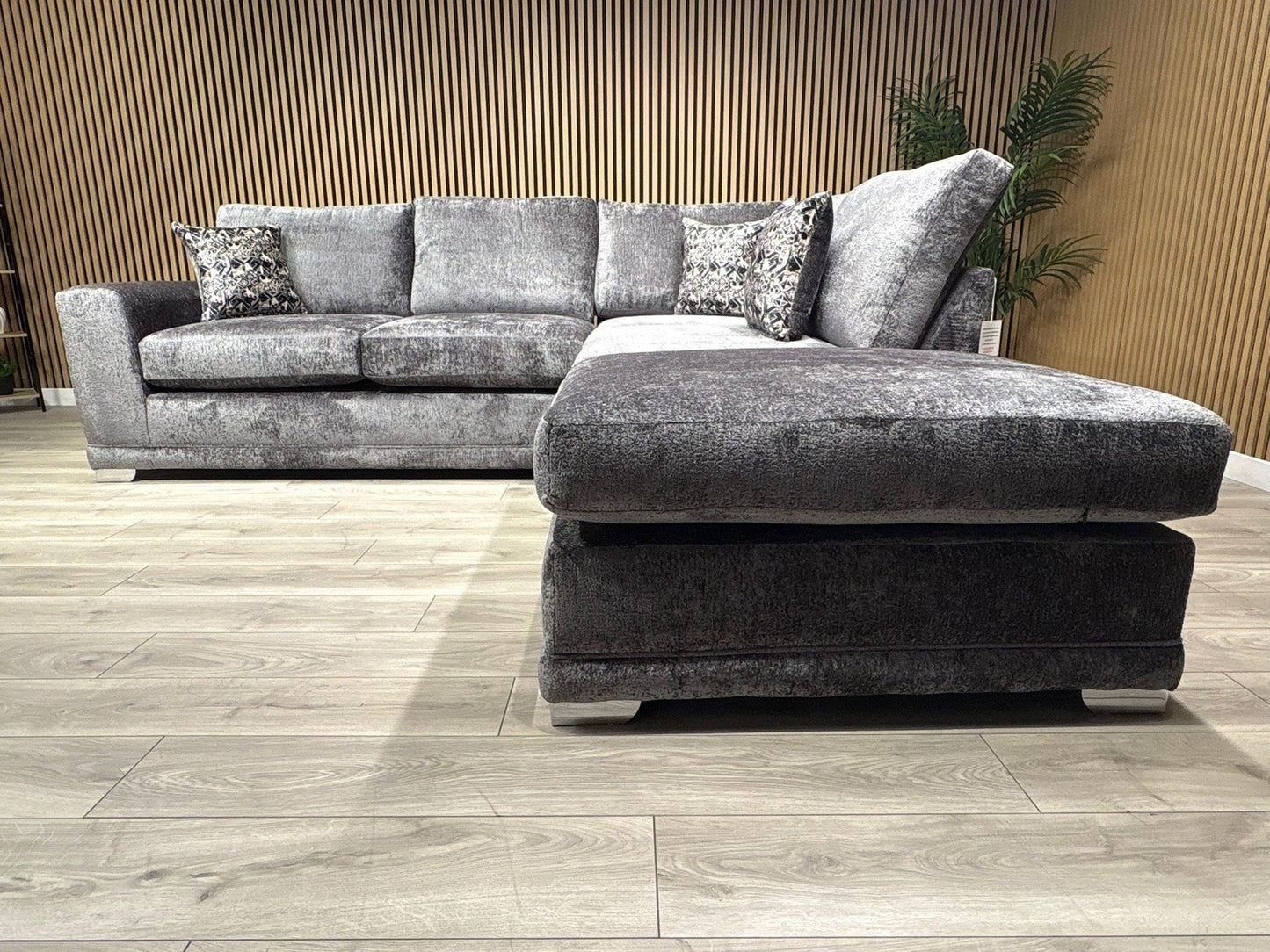 Deluxe Fabric Open End Chaise Corner Sofa + Footstool - RRP £2799