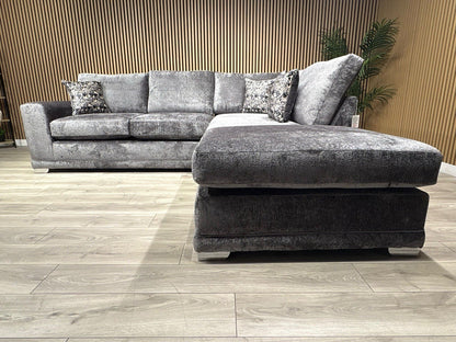 Deluxe Fabric Open End Chaise Corner Sofa + Footstool - RRP £2799