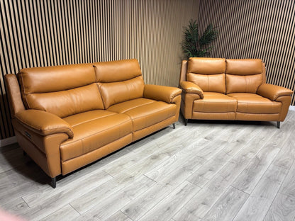 Furniture Village PANACHE Style Leather 3 + 2 Seater Power Recliner Sofa Set