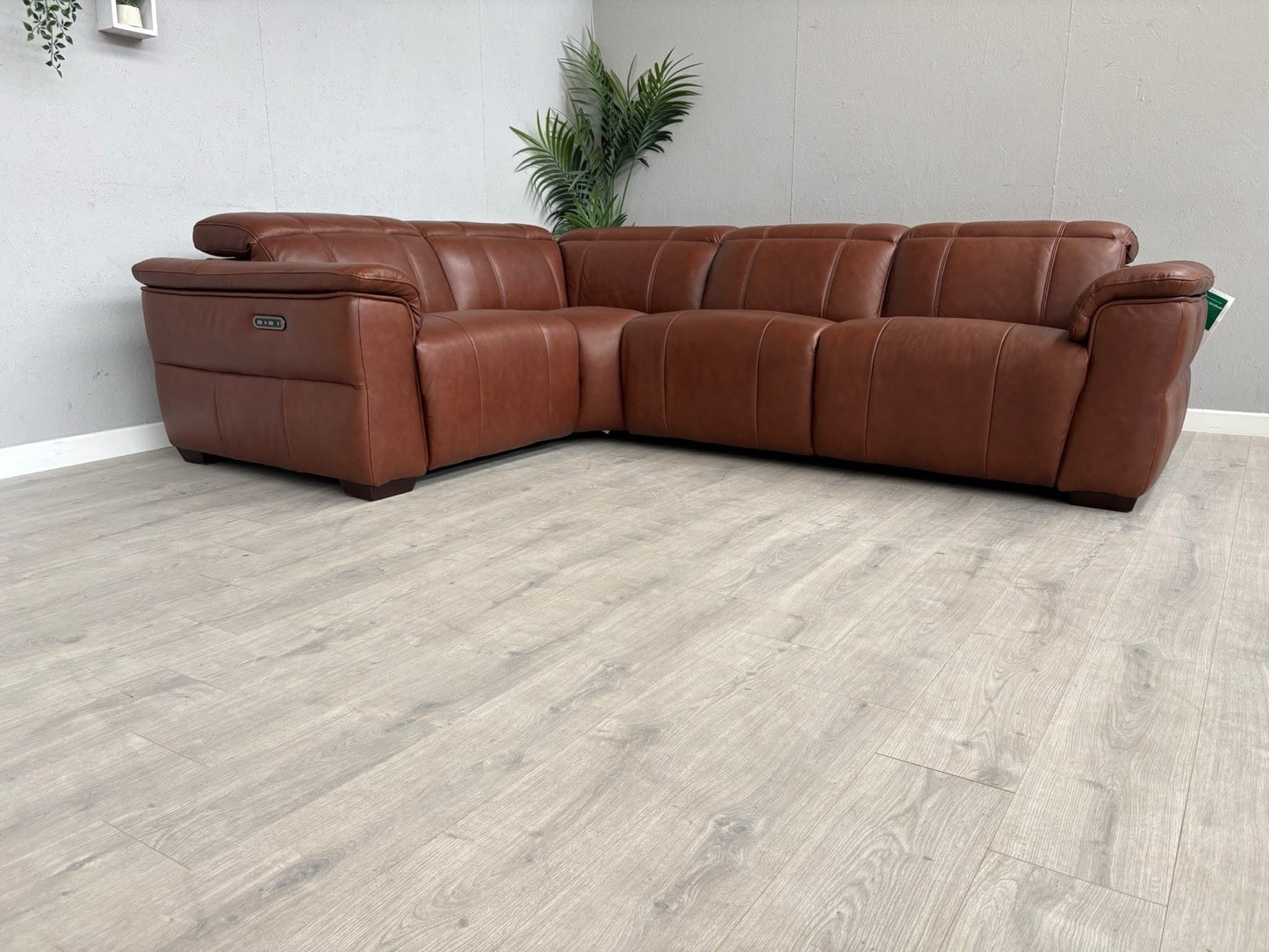 F.V Inca Leather Power Recliner Corner Sofa + Power Headrests - RRP £4095