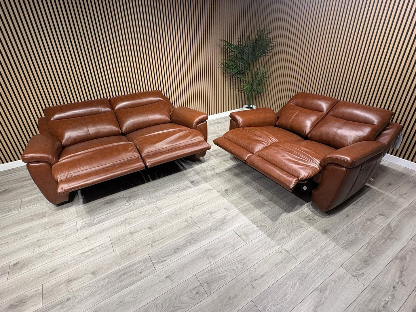 NAVONA 3 Seater + 2 Seater Leather Sofa Set, Power Recliners - RRP £3,498