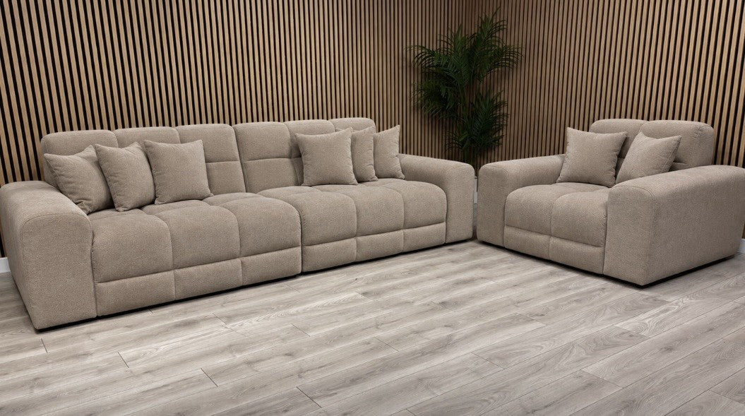 EVE CLOUD Large Fabric 4 Seater Sofa + Armchair, Latte - RRP £2,998