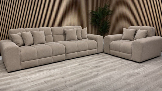 EVE CLOUD Large Fabric 4 Seater Sofa + Armchair, Latte - RRP £2,998