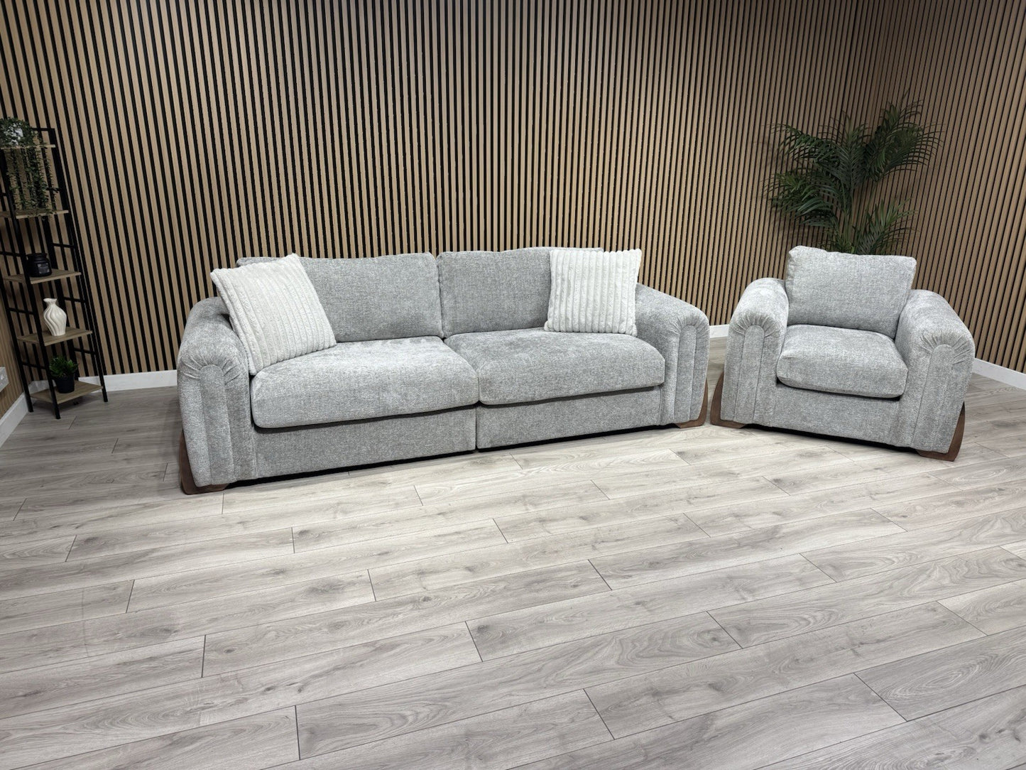 Charlie 4 Seater + Armchair Fabric Sofa Set, Grey - RRP £3098