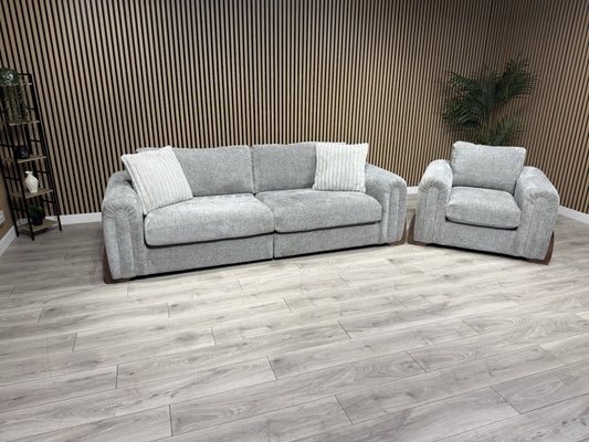 Charlie 4 Seater + Armchair Fabric Sofa Set, Grey - RRP £3098