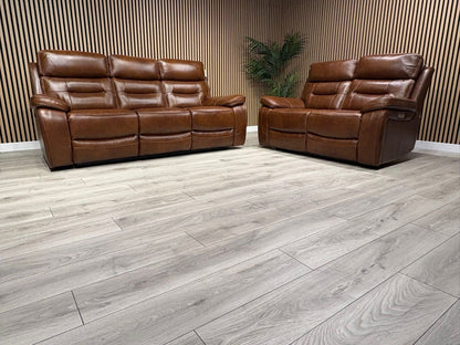 Kingsbury Premium Leather 3+2 Seater Power Recliner Sofa Set - RRP £3898