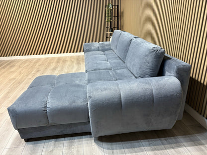 AZZURO Premium Fabric RHF Corner Chaise Sofa Bed with Storage, Grey - RRP £1,799
