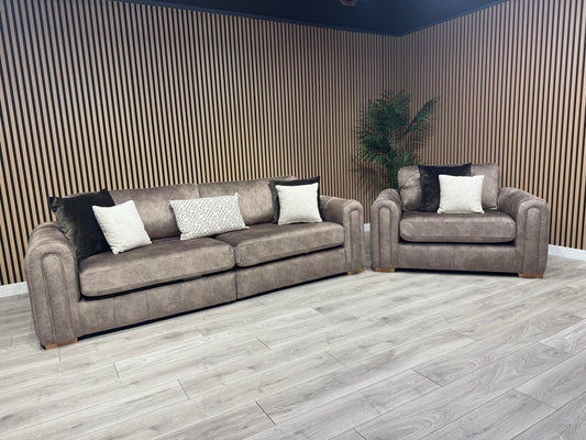 DEVINE Glamour Large Fabric 4 Seater Sofa + Love Chair Armchair - RRP £2,398