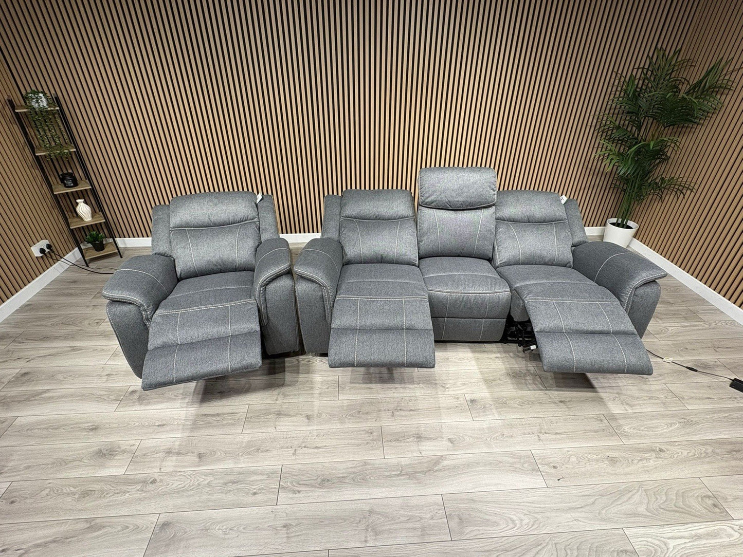 Galaxy Fabric 3 Seater + Armchair, Power Recliner Media Sofa Set - RRP £3190