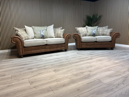 DARWIN Fabric Scatter Back 3 Seater + 2 Seater Sofa Set - RRP £2,598