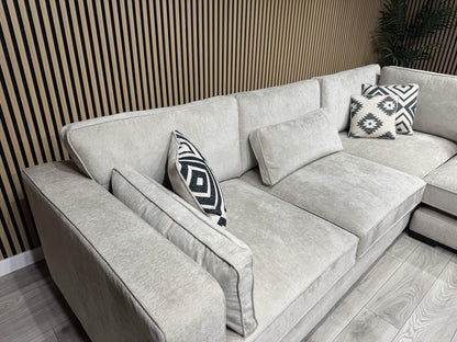 Sofology CAVALLI Style Fabric Open Chaise Corner Sofa + Footstool RRP £5398 Made To Order