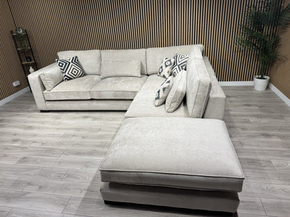 Sofology CAVALLI Style Fabric Open Chaise Corner Sofa + Footstool RRP £5398 Made To Order