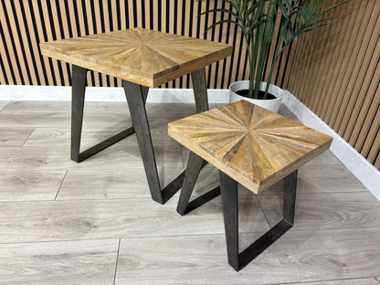 NEXT Sample - Geo Mango Wood Nest Of 2 Tables - RRP: £599