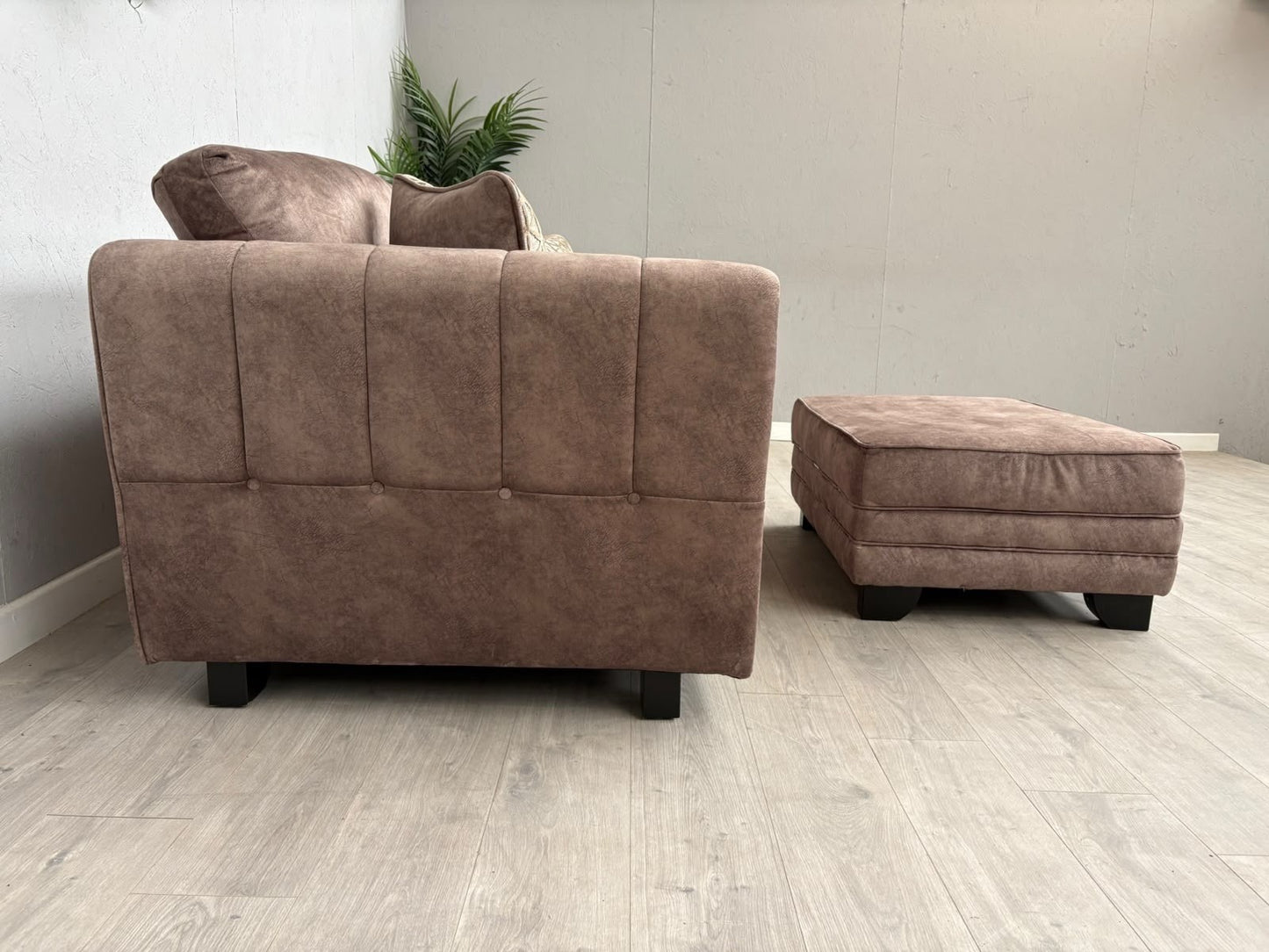 F.V MARIAH 3 Seater Fabric Classic Back Sofa + Storage Footstool - RRP £2590