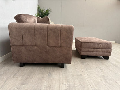 F.V MARIAH 3 Seater Fabric Classic Back Sofa + Storage Footstool - RRP £2590