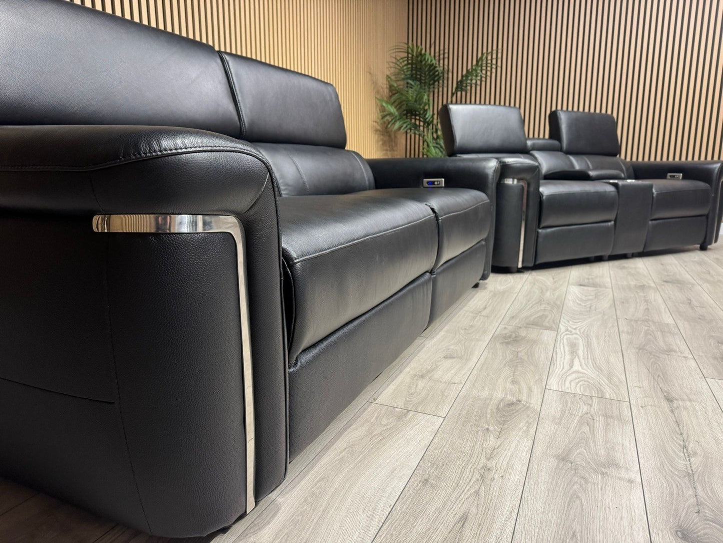 VENICE Leather 3 Seater + 2 Seater Console Power Recliner Sofa Set - RRP £4,598