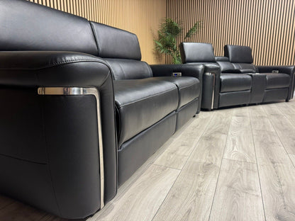 VENICE Leather 3 Seater + 2 Seater Console Power Recliner Sofa Set - RRP £4,598