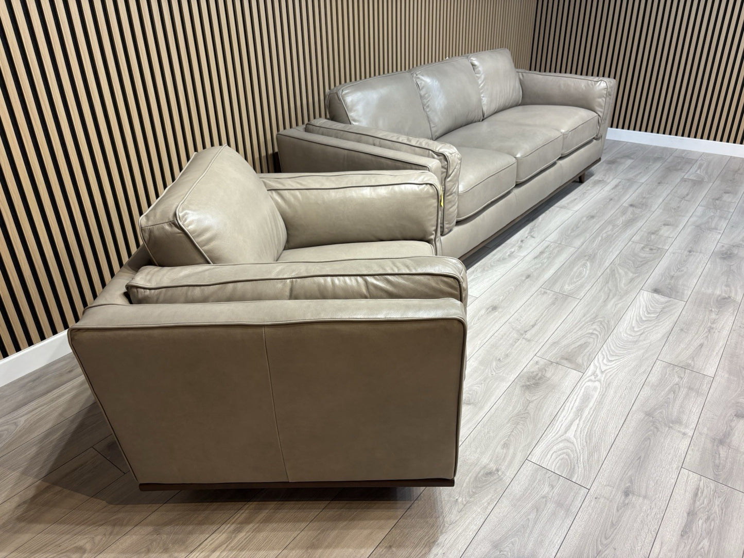 John Lewis Sample VALENCIA 3 Seater + Armchair Leather Sofa Set - RRP £4,198