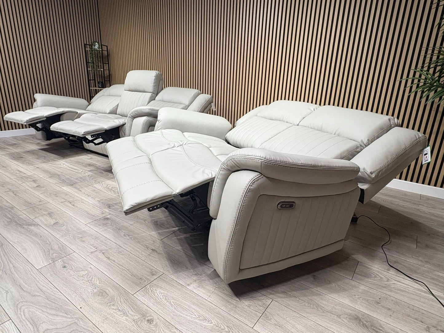 DOMINO 3 Seater + 2 Seater Leather Sofa Set, Power Recliners - RRP £2,995