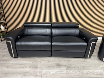 VENICE Leather 3 Seater + 2 Seater Console Power Recliner Sofa Set - RRP £4,598