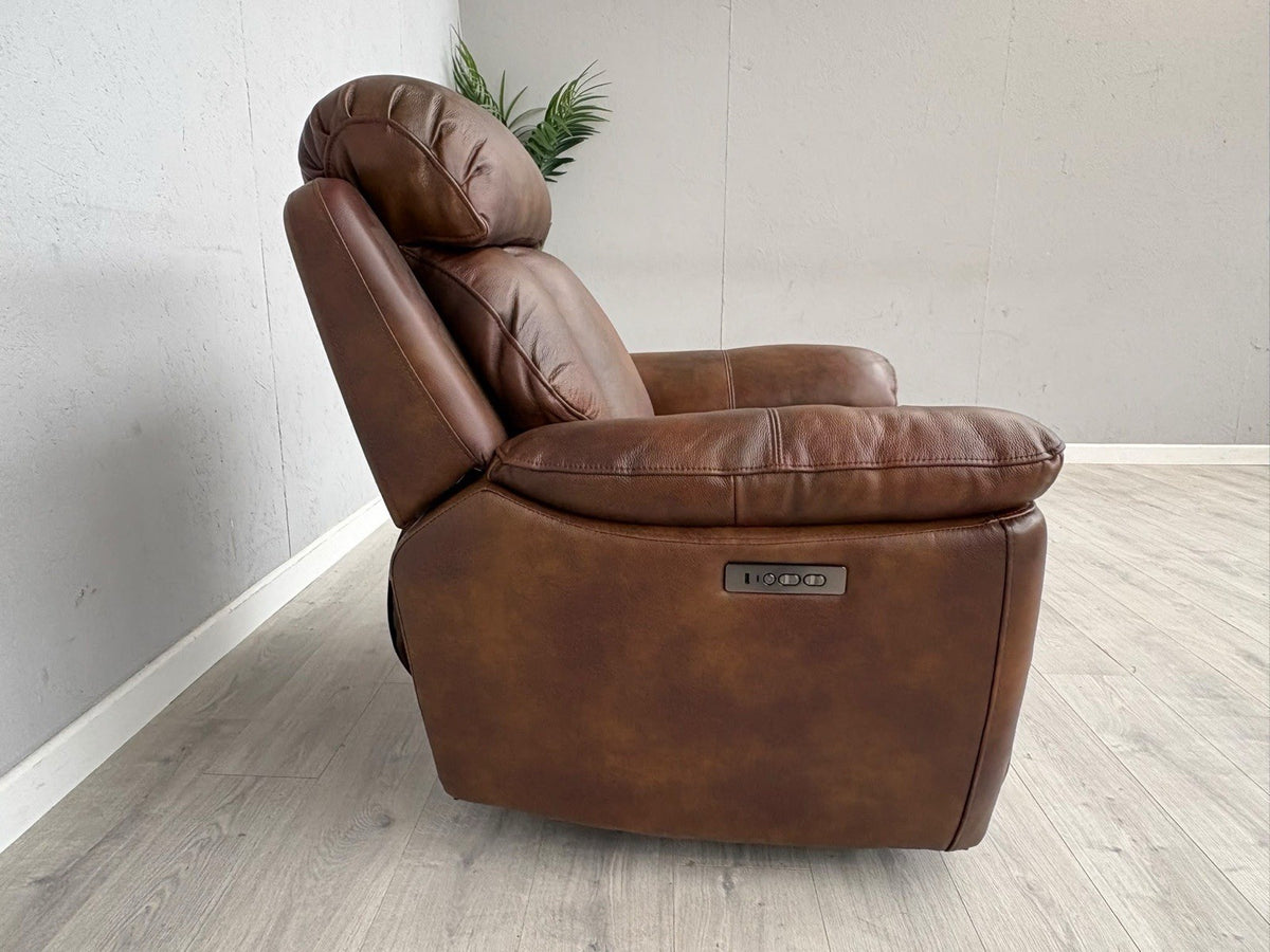 DFS Bravado Leather Power Recliner Armchair + Power Headrests - RRP £1,149