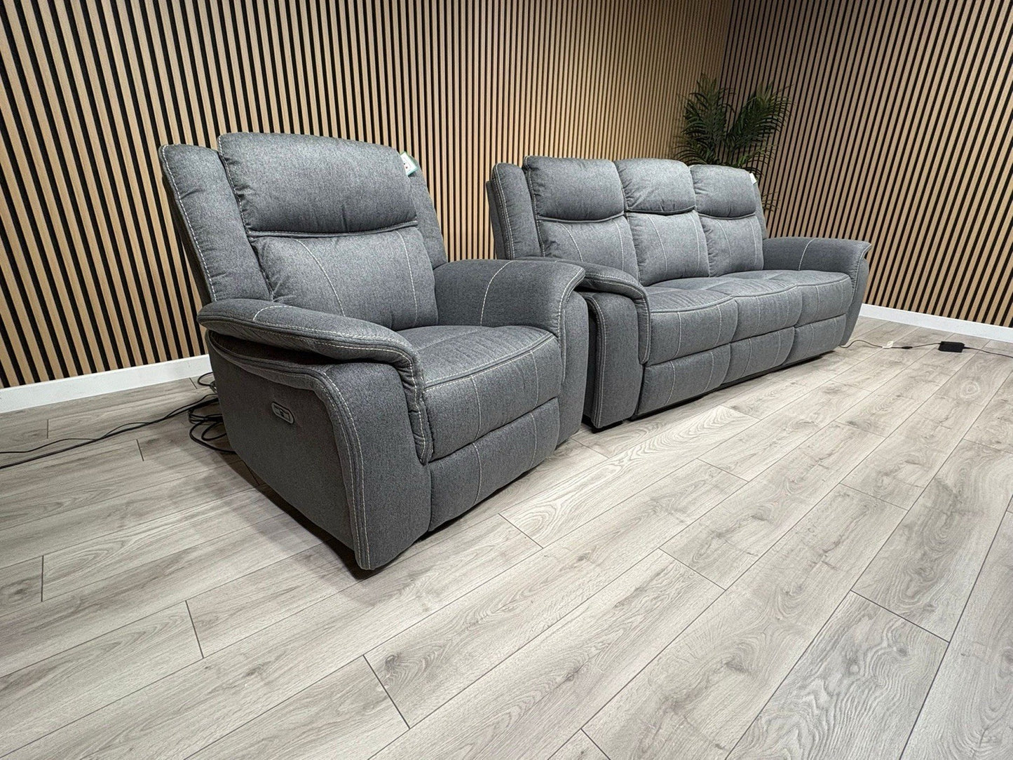 Galaxy Fabric 3 Seater + Armchair, Power Recliner Media Sofa Set - RRP £3190