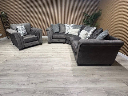 Furniture Village Aura Classic Back RHF Corner Sofa + Love Chair, RRP £4840