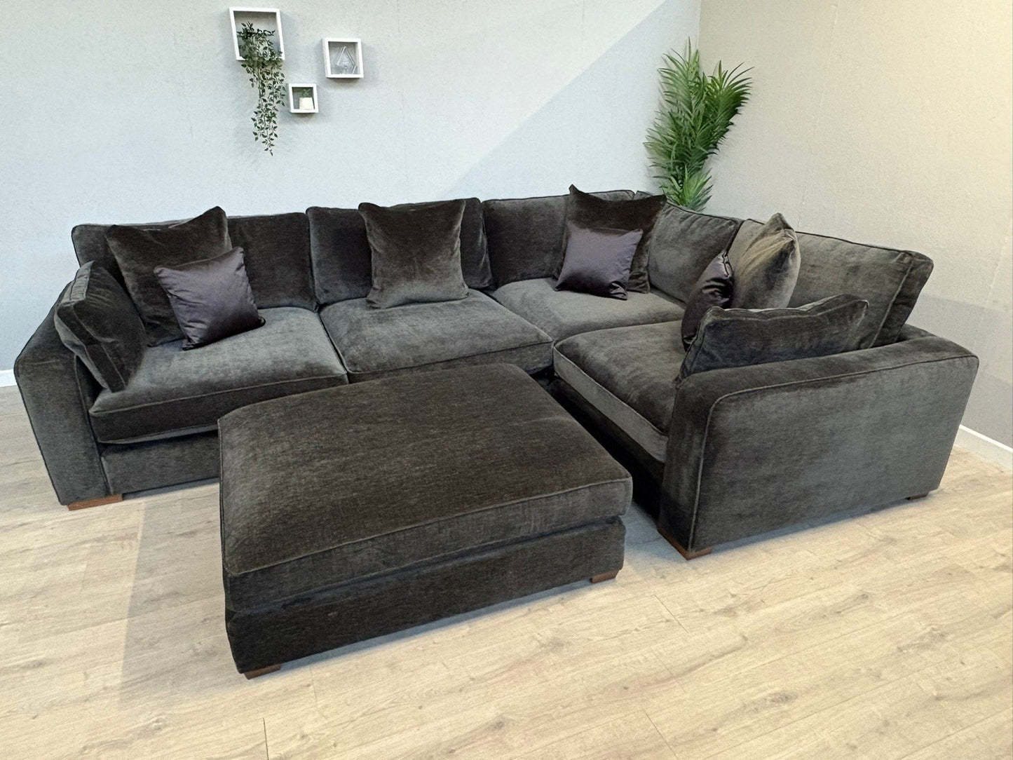 Sofology CAVALLI Fabric 3 Corner 1.5 Sofa + Footstool, Slate  - RRP £5,798