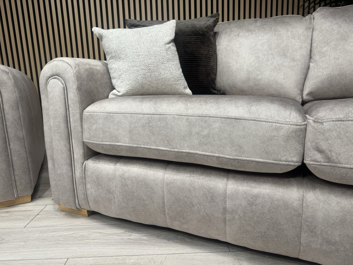 DEVINE Glamour Fabric 3 Seater + 2 Seater Sofa Set, Stone - RRP £2,598