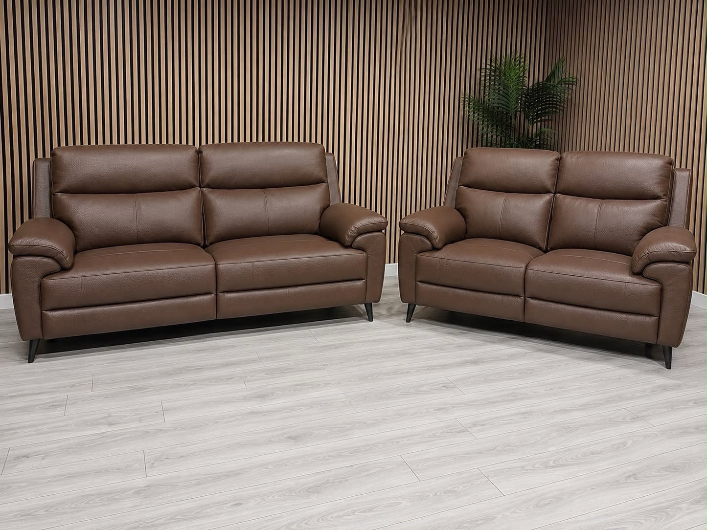 Furniture Village PANACHE Style Leather 3 + 2 Seater Power Recliner Sofa Set