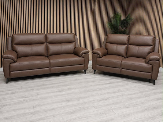 Furniture Village PANACHE Style Leather 3 + 2 Seater Power Recliner Sofa Set