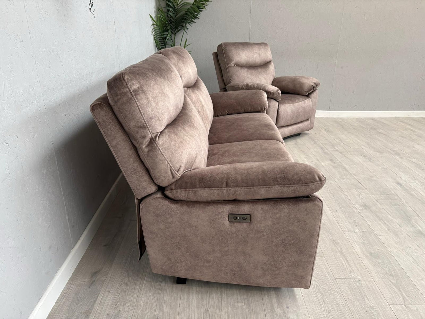 DFS - FAXON Fabric 3 Seater Sofa + Armchair, Power Recliner Sofa Set - RRP £1548