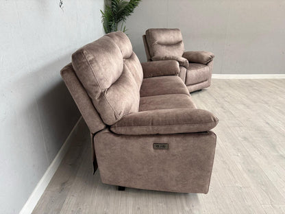 DFS - FAXON Fabric 3 Seater Sofa + Armchair, Power Recliner Sofa Set - RRP £1548