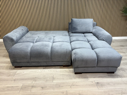 AZZURO Premium Fabric RHF Corner Chaise Sofa Bed with Storage, Grey - RRP £1,799