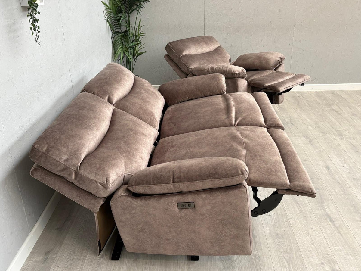 DFS - FAXON Fabric 3 Seater Sofa + Armchair, Power Recliner Sofa Set - RRP £1548