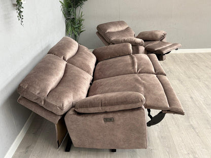 DFS - FAXON Fabric 3 Seater Sofa + Armchair, Power Recliner Sofa Set - RRP £1548